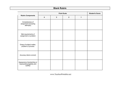 Blank Rubric Template Download Printable Pdf Templateroller