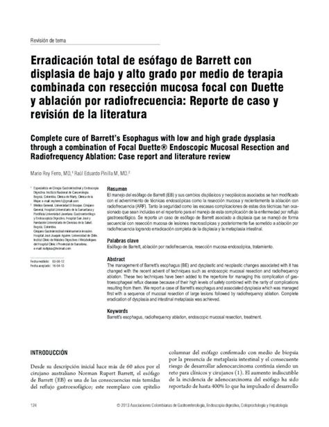 Pdf Erradicaci N Total De Es Fago De Barrett Con Displasia De