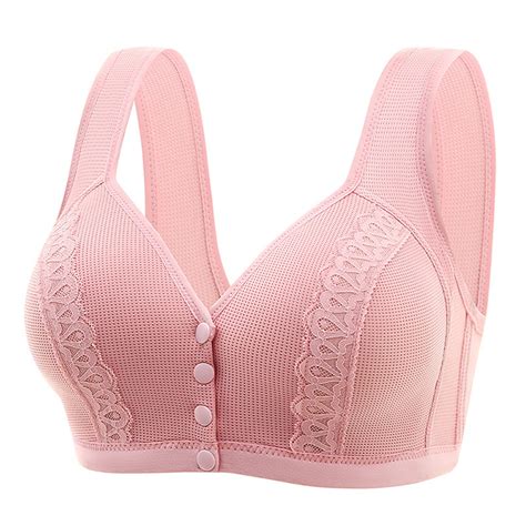 Weivokey Womens Front Closure Bras Lace Full Coverage Unlined Bra Front Side Lace Edge Without