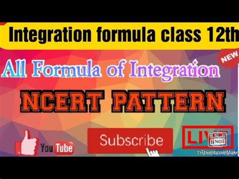 Integration All Formulas Class Maths For