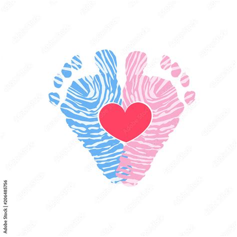 Foot steps. Baby girl. Baby boy. Twin baby icon. Baby gender reveal. Baby foot print made of ...