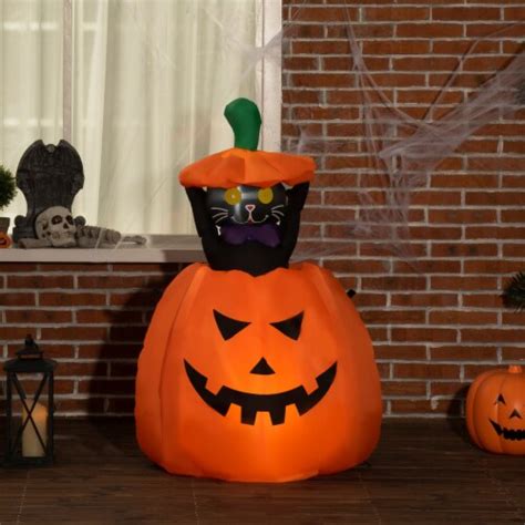 4ft Inflatable Halloween Pumpkin With Lift Cat Blow Up Outdoor Display