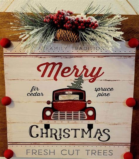 Merry Christmas Rustic Fresh Cut Trees Wood Holiday Sign Etsy