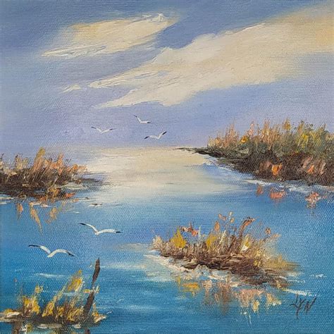 Peinture Camargue Bleue Par Lyn Carr D Artistes