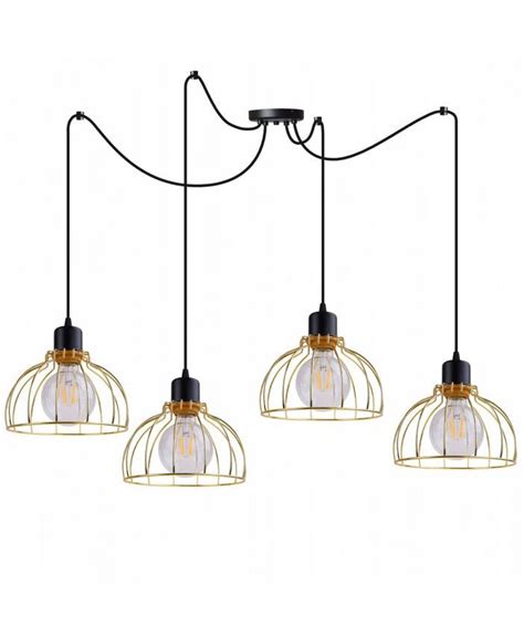 Lampa Wisz Ca Regulowana Loft Z Drucianymi Z Otymi Kloszami Lampy