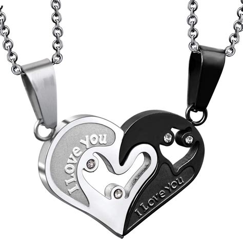 Pi Ces Acier Inoxydable Collier Couple Amoureux Pour Pendentif