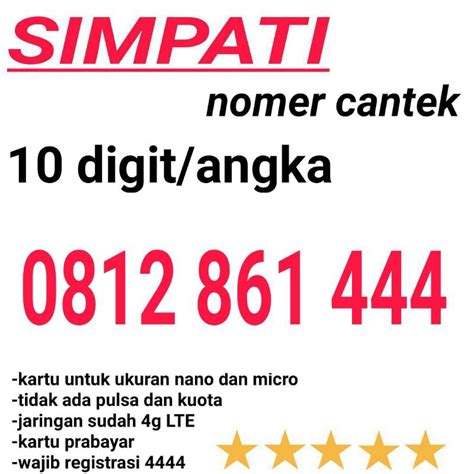 Jual Kartu Perdana Nomor Cantik Telkomsel Simpati 10 Digit 10 Angka