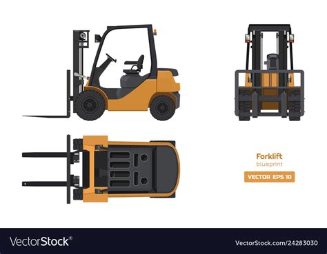 Forklift In Realistic Style Top Side Front View Vector Image