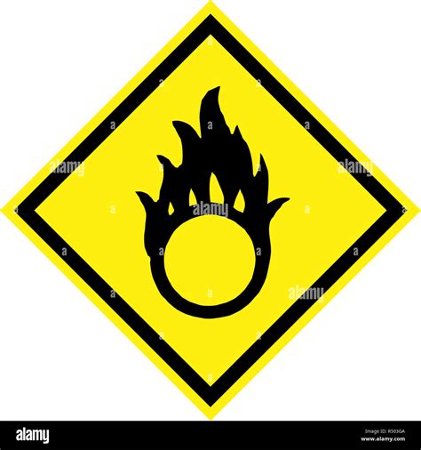 Yellow Hazard Sign With Oxidising Substances Symbol Stock Photo Alamy