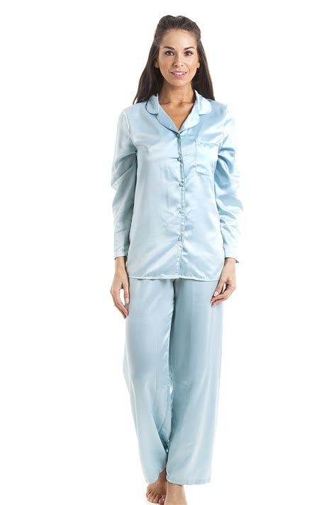 Light Blue Satin Full Length Pyjama Set