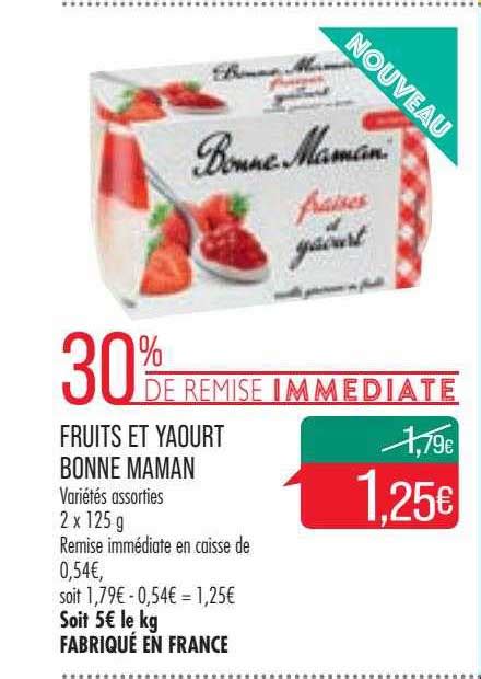 Promo Fruits Et Yaourt Bonne Maman 30 De Remise Immédiate chez Match