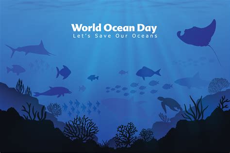 Lets Save Our Oceans World Oceans Day Design With Underwater Ocean