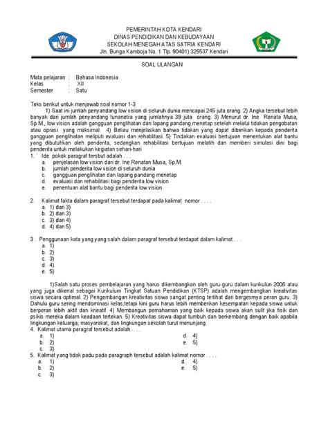 Soal Bindo Kls Xii Sem I Pdf