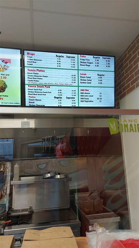 Menu At Vancia Donair And Shawarma Restaurant Edmonton