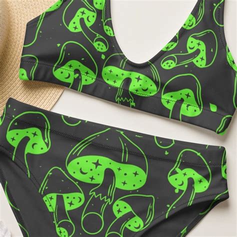 Forest Mushroom Recycled High Waisted Bikini Swimsuit Fungi Etsy
