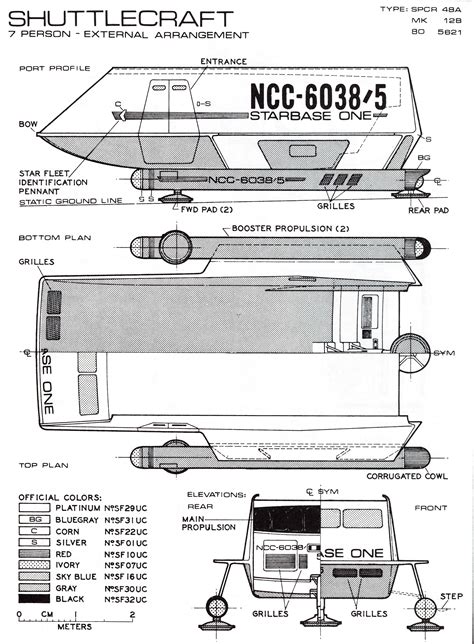 Schematic Of Shuttle Craft From Tos Uss Enterprise Ncc 1701 Star