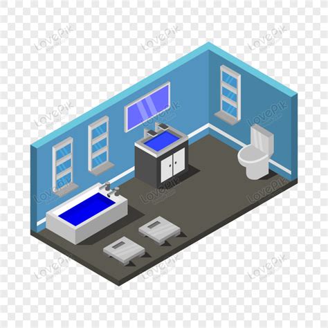 Isometric Bathroom In Vector Object Indoor Bath Isometric Png