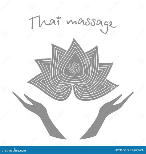 Logo Thai Massage Stylized Lotus Flower And Hands Authentic Thai