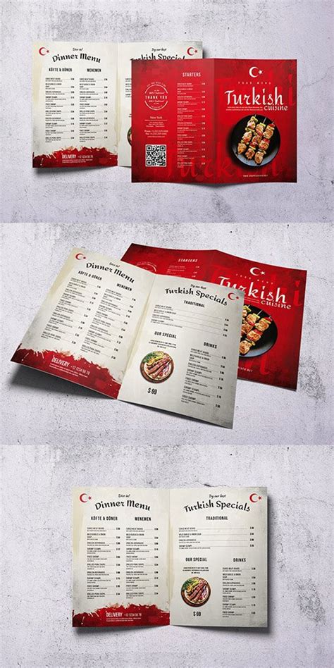 Turkish Cuisine Bifold A4 And Us Letter Food Menu Psd