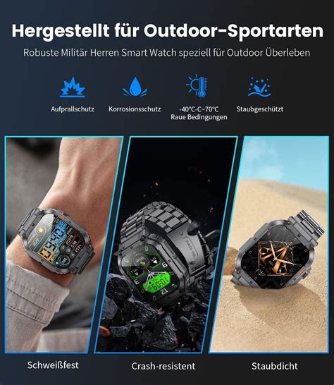 Smartwatch Herren Militärische mit Telefonfunktion 1 96 HD