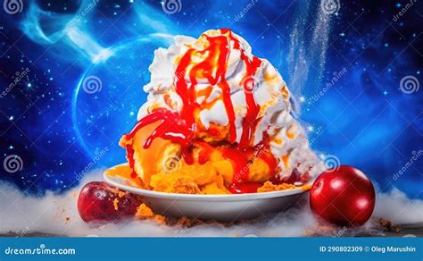 Piece Of Hot Apple Pie With Vanilla Ice Cream Incredibly Appetizing Delicious Culinary