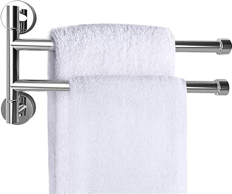 Phoewon Swivel Towel Rail Chrome Stainless Steel Bath Rack Wall Mounted