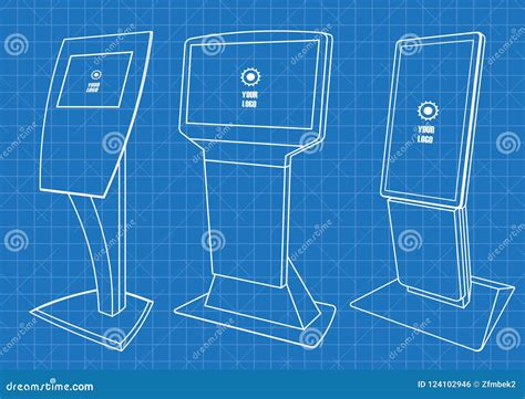 Blueprint Of Set Of Promotional Interactive Information Kiosk