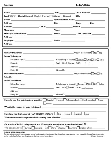 New Patient Form Template Printable Word Searches