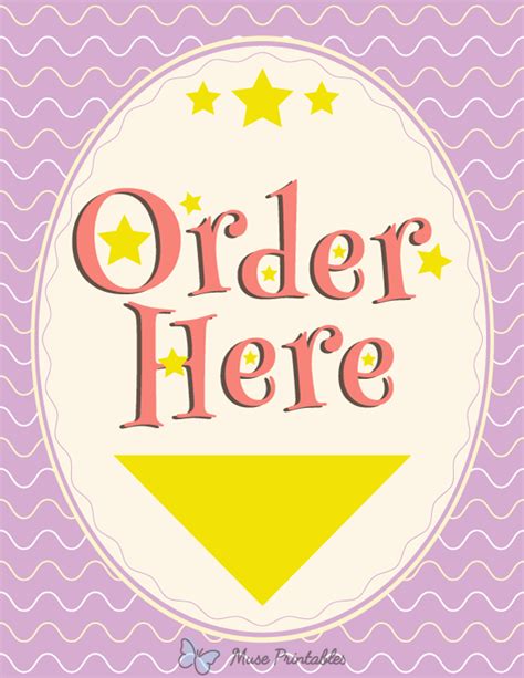 Printable Cute Order Here Arrow Sign