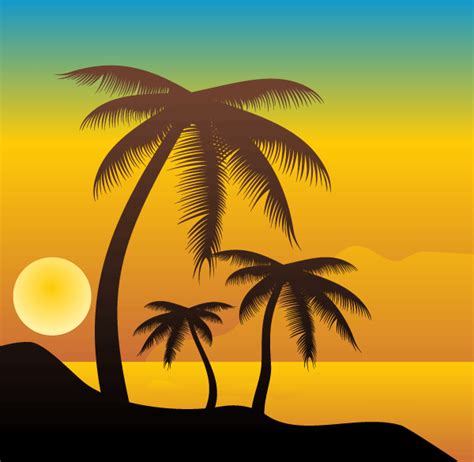 Palm Tree Beach Drawing at GetDrawings | Free download