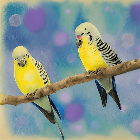 Watercolour Budgerigar Pair · Creative Fabrica