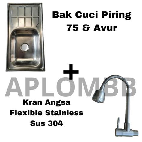 Jual Bak Cuci Piring Stainless 75 Cm Afur Selang Kran Sink