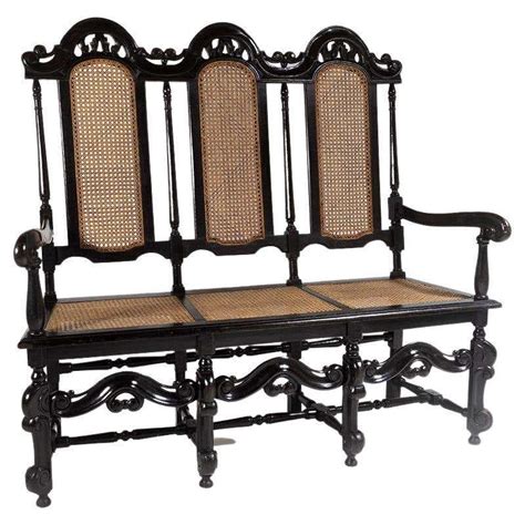 Antique English Bench Chair Settee Hall Bench Renaissance Revival Oak