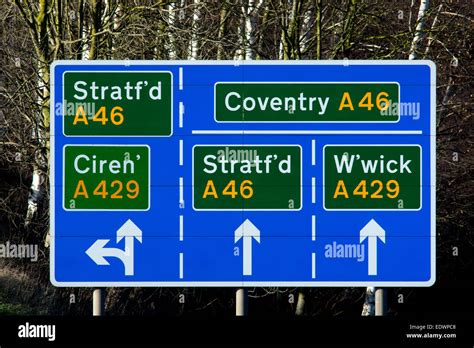 Road Sign On M40 Motorway Warwickshire Uk Stock Photo Alamy