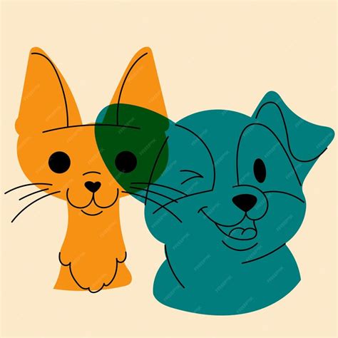 Premium Vector Dog And Cat Avatar Badge Poster Logo Templates Print