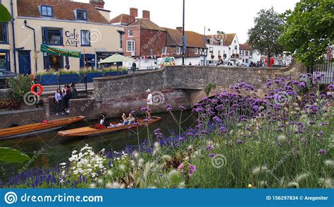 Punting On The River Stour In The Centre Of Canterbury Kent England