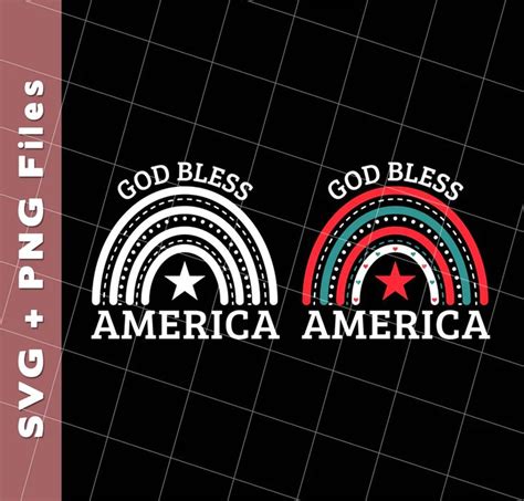 God Bless America Rainbow American Retro Rainbow Svg Files Png