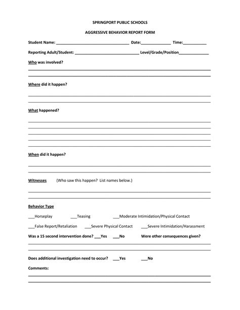 Behavior Report Template