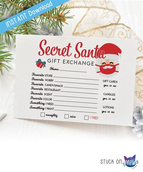 Printable Secret Santa Gift Exchange, Christmas Secret Santa, Christmas ...