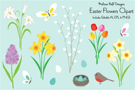 Easter Flowers Clipart Graphic by Melissa Held Designs · Creative Fabrica