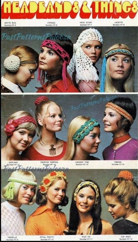 Vintage Crochet Patterns Womens Retro 70s Hairbands Etsy Headband Bun Womens Crochet