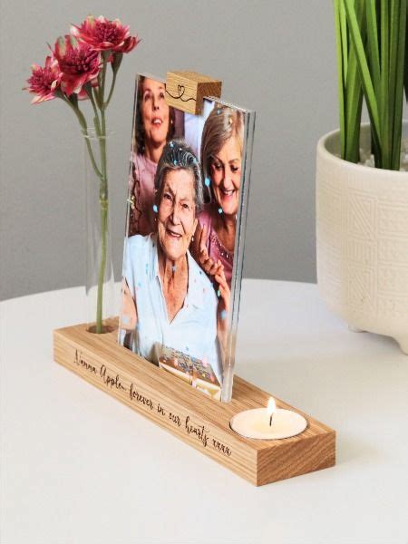 Personalised Memorial Candle Holder With Vase And Photo Frame Mijmoj