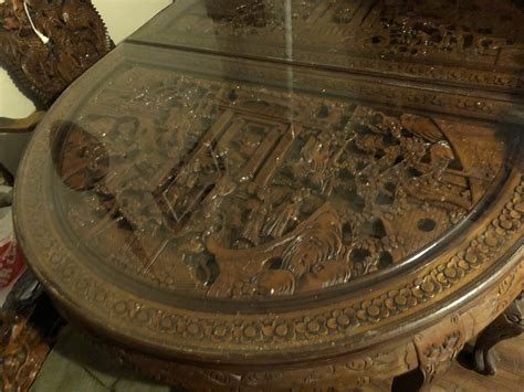 I Have An Asian Hand Carved Dining Table With Eight Chairs Including