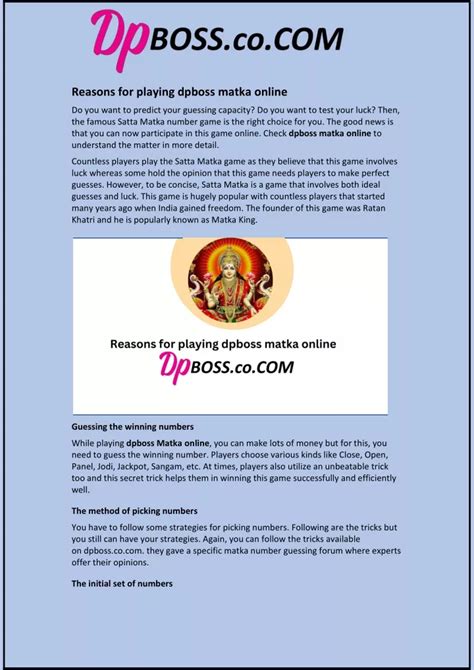 PPT - Reasons for playing dpboss matka online PowerPoint Presentation ...