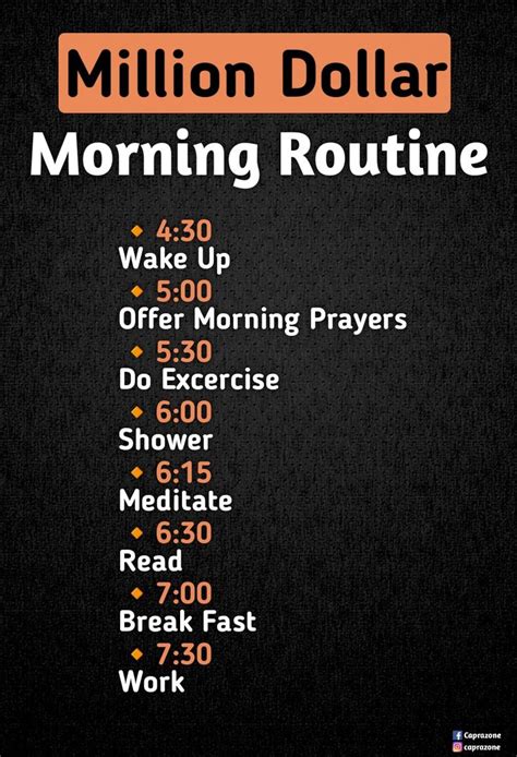 A Million Dollar Morning Routine Morning Routine Chart Daily Morning