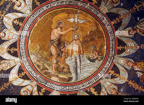 Italy Emilia Romagna Ravenna Neonian Baptistery Mosaic Baptism