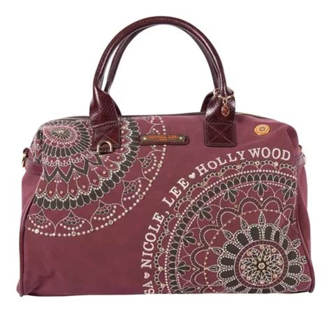 Bolsa Boston Josefina Nicole Lee Con Mandala Bordado Fw Color Vino