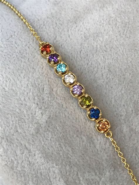 Birthstone Bracelet For Mothers 14k Gold Birthstone Bracelet Etsy