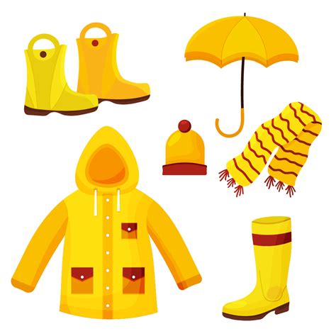 Autumn Clothes Raincoat Rubber Boots Open стоковая векторная графика