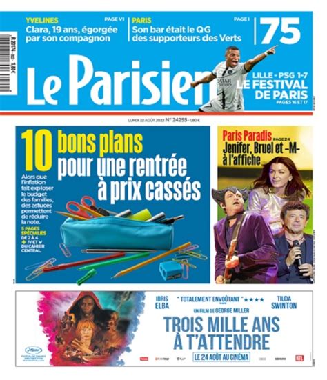 Le Parisien Du Lundi Ao T T L Charger Des Magazines Journaux